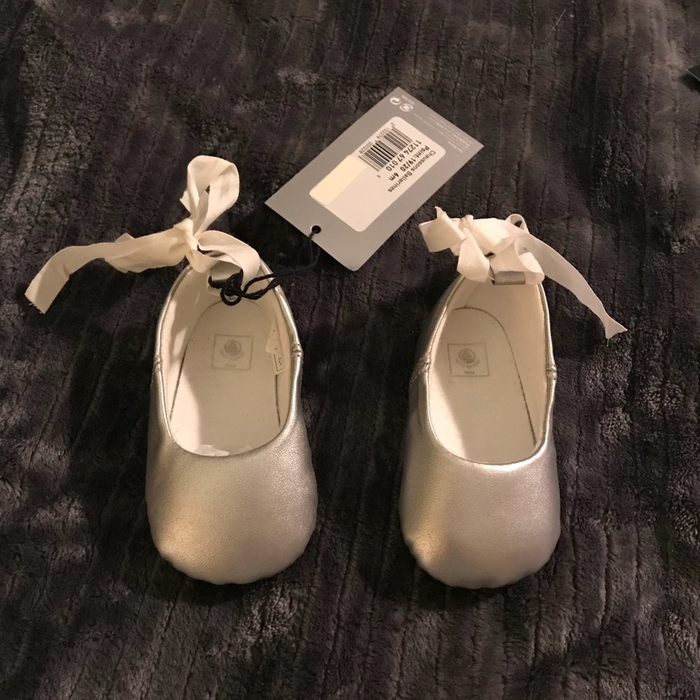 Petit Bateau Silver Ballet shoes size 6m NWT